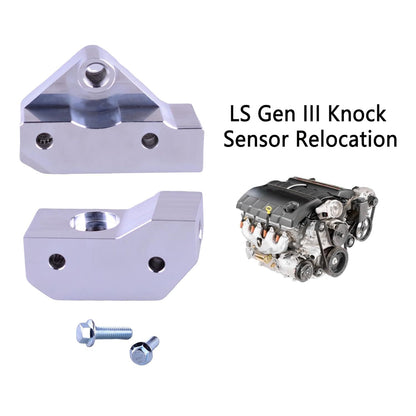 Knock Sensor Relocation Brackets Compatible for Chevy LS GM LS LS Gen 3 Engines LS1 LM7 LR4 LQ4 LS6 L59 LQ9 V1258-DP02-F-762