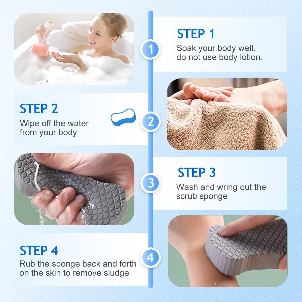 Magic Exfoliating Bath Sponge, Magic Exfoliating Body Scrubber Skin Friendly & Reusable for Adults Women and V1258-DP02-F-767