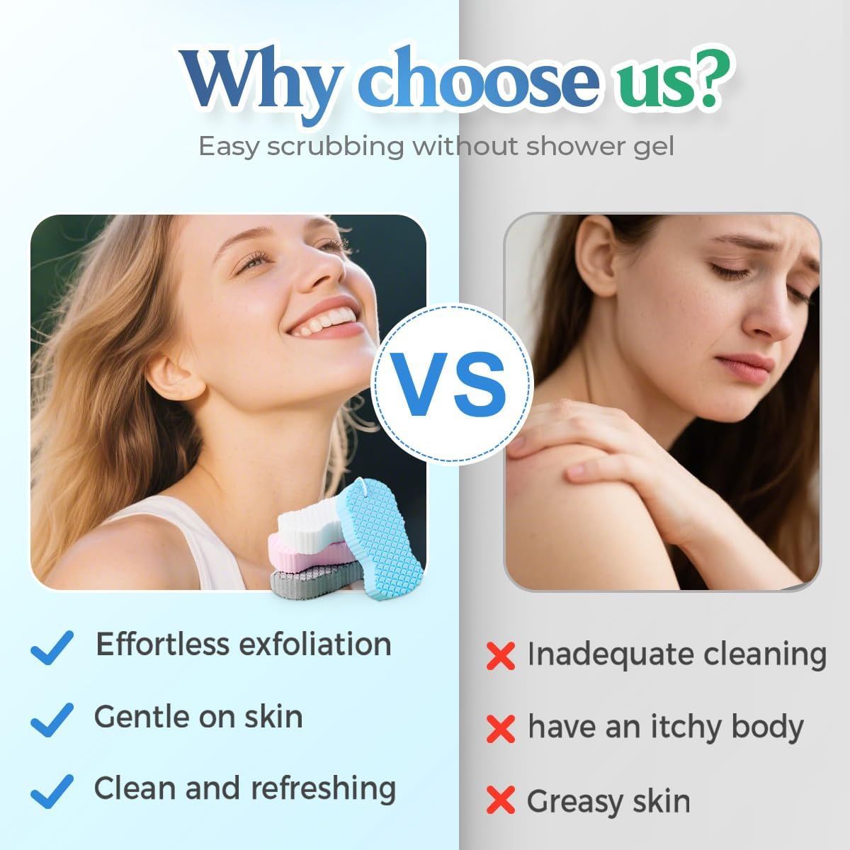 Magic Exfoliating Bath Sponge, Magic Exfoliating Body Scrubber Skin Friendly & Reusable for Adults Women and V1258-DP02-F-767