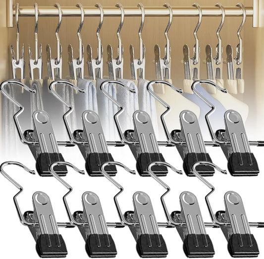 Space-Saving Clothespin Hat Pants Storage Hanging Travel Hook, Stainless Steel Boot Hangers Clips Boot V1258-DP02-F-769