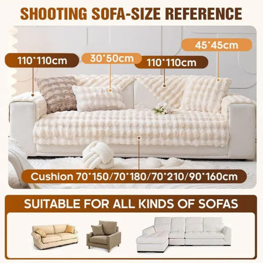 Super Soft Plush Non-Slip Sofa Cushion Covers, Thick Rabbit Plush Sofa Cushion Super Soft Faux Fur Throw V1258-DP02-F-777