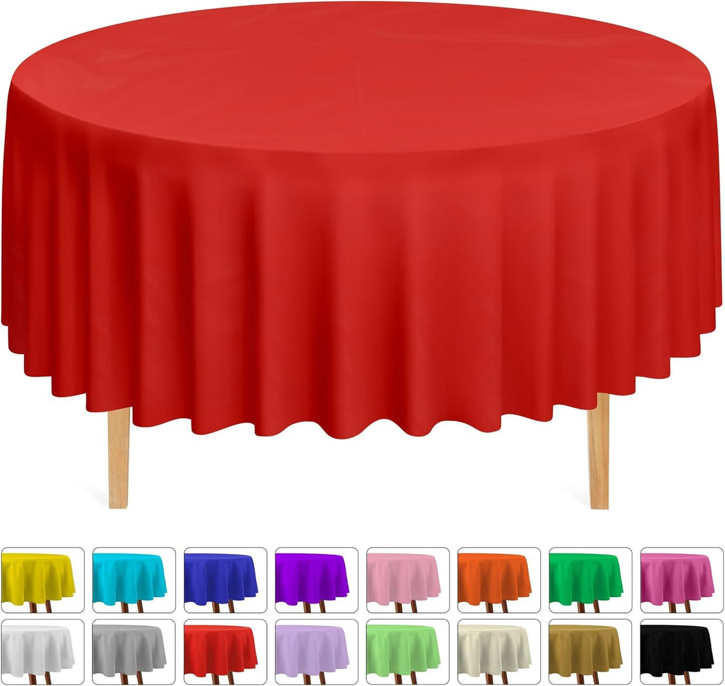 24 Round Tablecloths -BPA- Free Plastic, 84 inch, Dining Table Cover, Red V1258-DP02-F-780