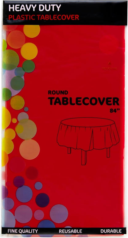 24 Round Tablecloths -BPA- Free Plastic, 84 inch, Dining Table Cover, Red V1258-DP02-F-780