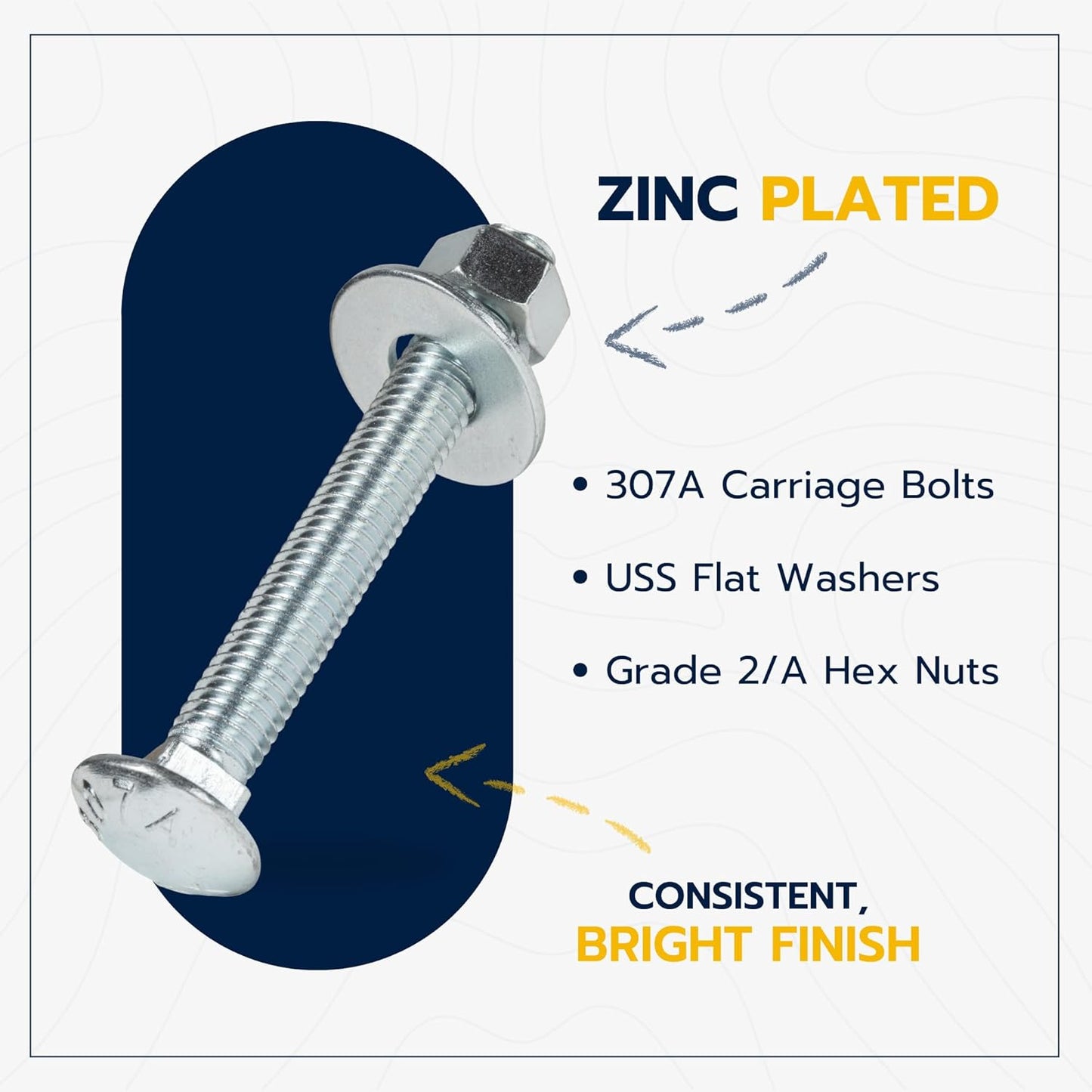 1/2" x 4" (25 Pack) Zinc Carriage Bolt Kit, Grade 307A by Makers Bolt V1258-DP02-F-79