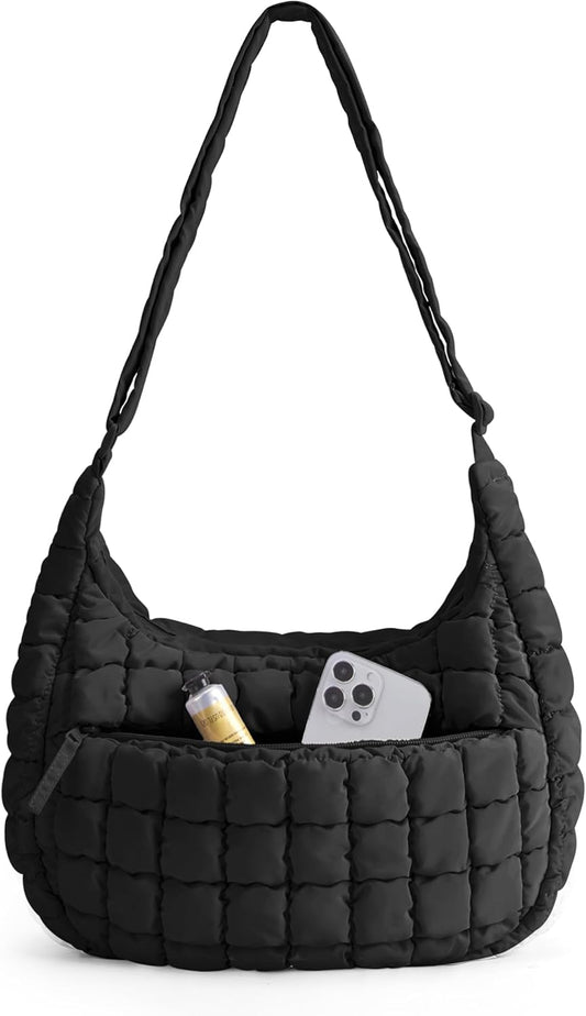 Quilted Crossbody Bag for Women, Lightweight Puffer Purse for Travel, Daily Use & Work | Water-resistant, V1258-DP02-F-8