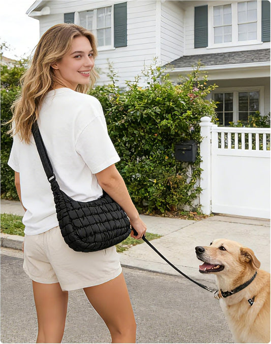 Quilted Crossbody Bag for Women, Lightweight Puffer Purse for Travel, Daily Use & Work | Water-resistant, V1258-DP02-F-8