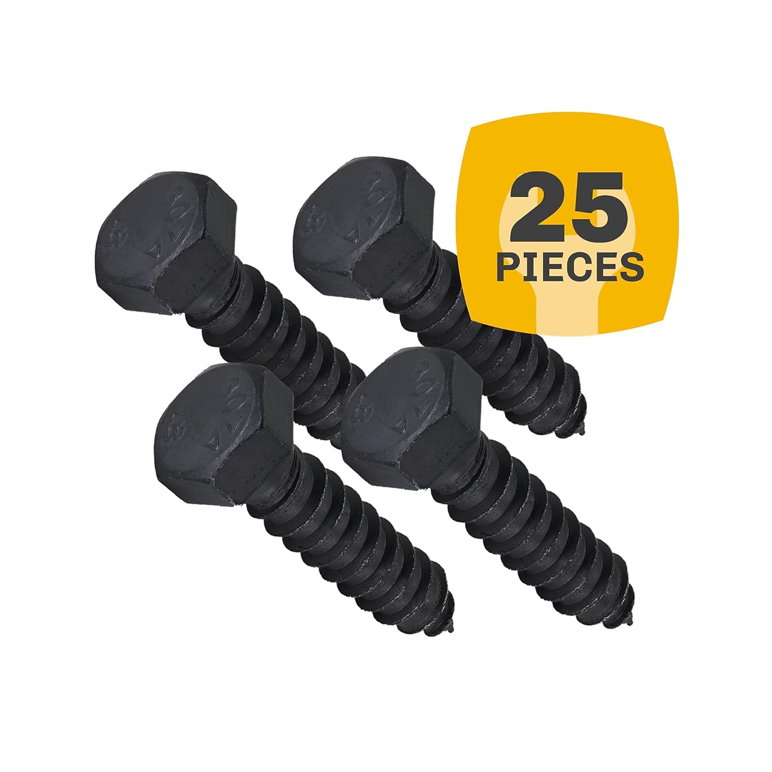 1/2" x 2", 25-Piece Black Lag Bolts, Rustproof 4-Layer Ceramic BLAKOTE, 2X Protection of Galvanized Lag V1258-DP02-F-80