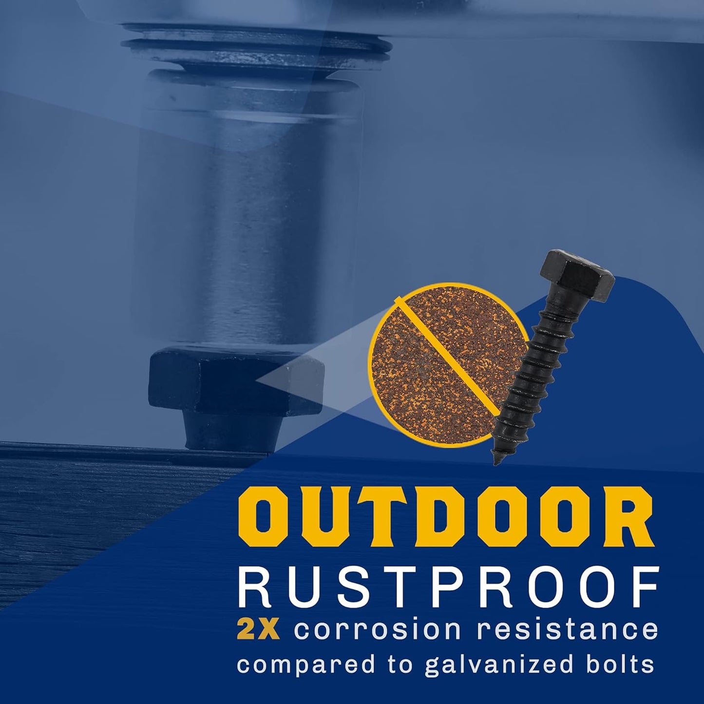 1/2" x 2", 25-Piece Black Lag Bolts, Rustproof 4-Layer Ceramic BLAKOTE, 2X Protection of Galvanized Lag V1258-DP02-F-80