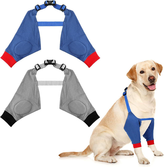 2 Pairs Dog Elbow Protector Dog Recovery Sleeve with Elastic Band Soft Padded Adjustable Front Leg Braces for V1258-DP02-F-802
