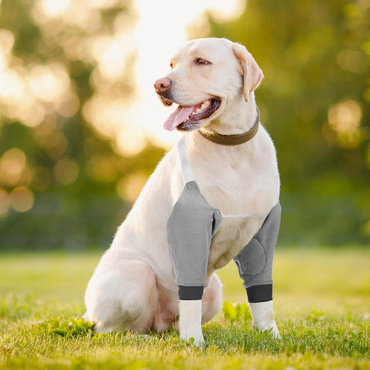 2 Pairs Dog Elbow Protector Dog Recovery Sleeve with Elastic Band Soft Padded Adjustable Front Leg Braces for V1258-DP02-F-802