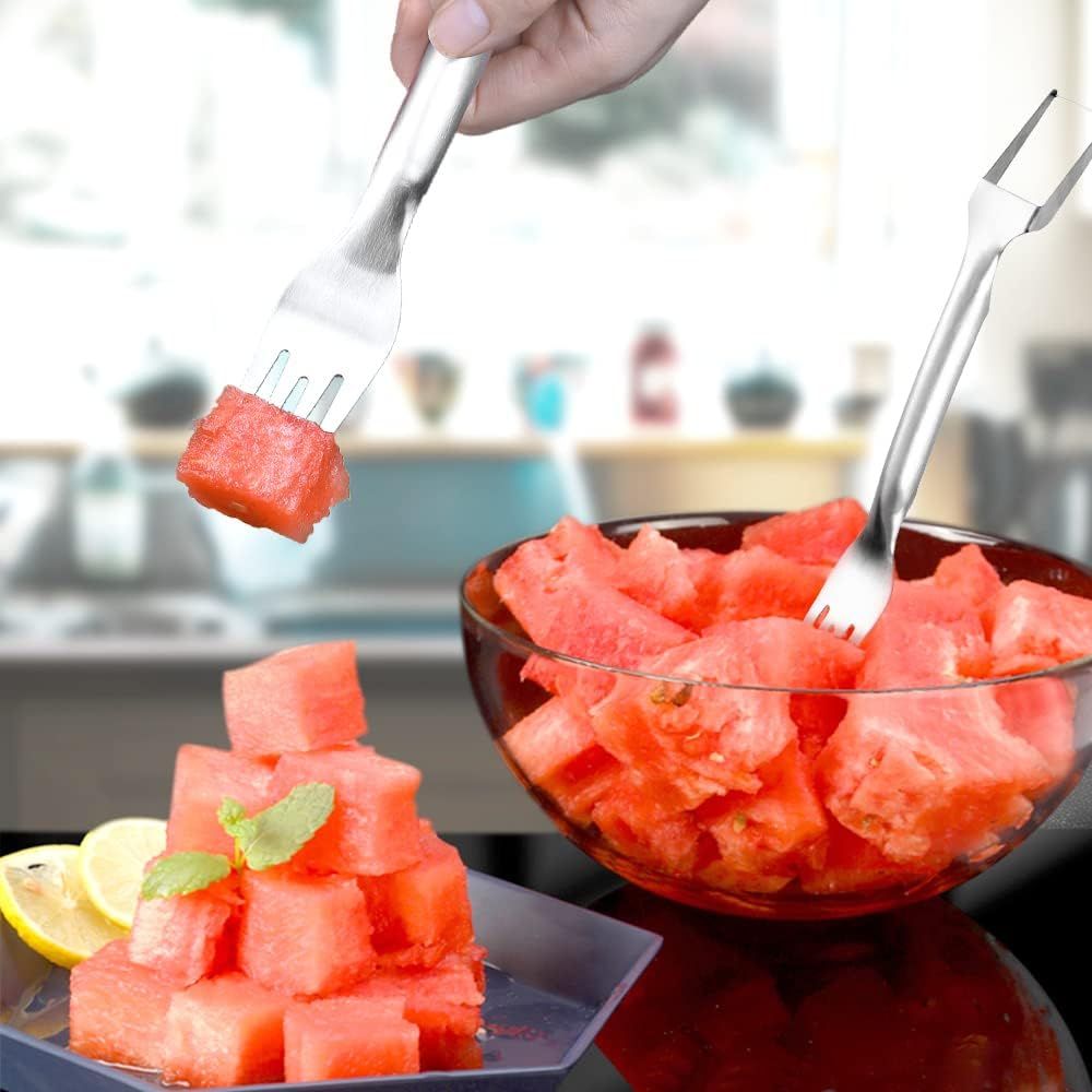 2-in-1 Watermelon Fork Slicer, Stainless Steel Fruit Cutter Watermelon Cutter Slicer Tool (2) V1258-DP02-F-811