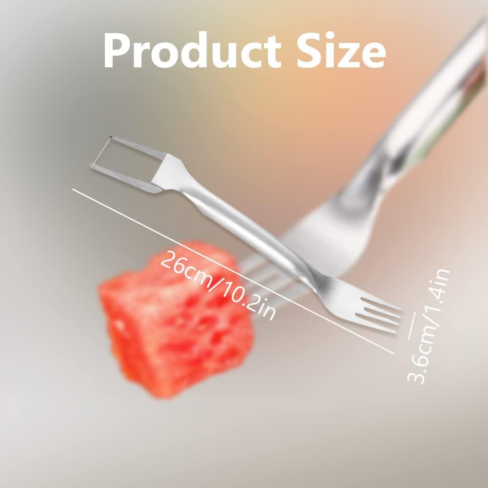 2-in-1 Watermelon Fork Slicer, Stainless Steel Fruit Cutter Watermelon Cutter Slicer Tool (2) V1258-DP02-F-811
