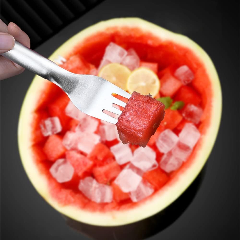 2-in-1 Watermelon Fork Slicer, Stainless Steel Fruit Cutter Watermelon Cutter Slicer Tool (2) V1258-DP02-F-811