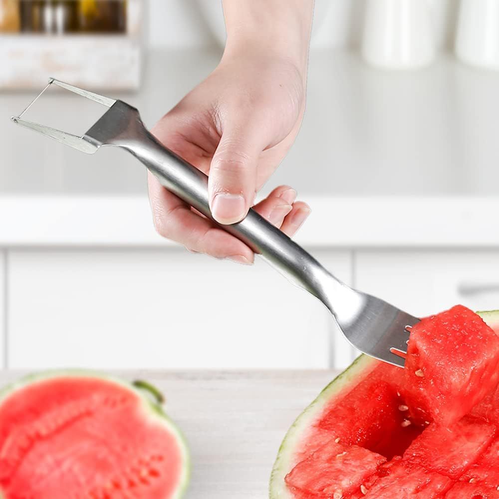 2-in-1 Watermelon Fork Slicer, Stainless Steel Fruit Cutter Watermelon Cutter Slicer Tool (2) V1258-DP02-F-811