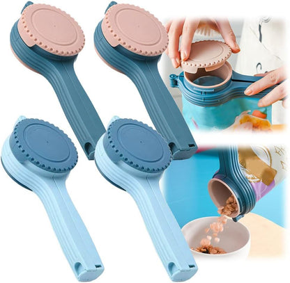 Bag Clip with Pour Spout, Food Bag Sealing Clip, Reusable Plastic Cap Sealer (4) V1258-DP02-F-815