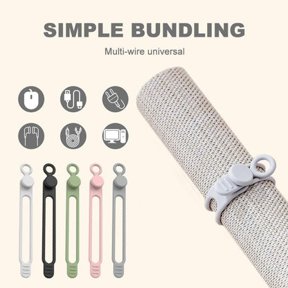 Data Cable Organizer, 2025 New Silicone Cable Ties Reusable Cable Management Organizer for Bundling and V1258-DP02-F-823