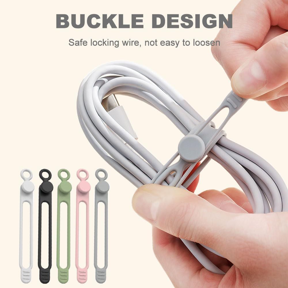 Data Cable Organizer, 2025 New Silicone Cable Ties Reusable Cable Management Organizer for Bundling and V1258-DP02-F-823