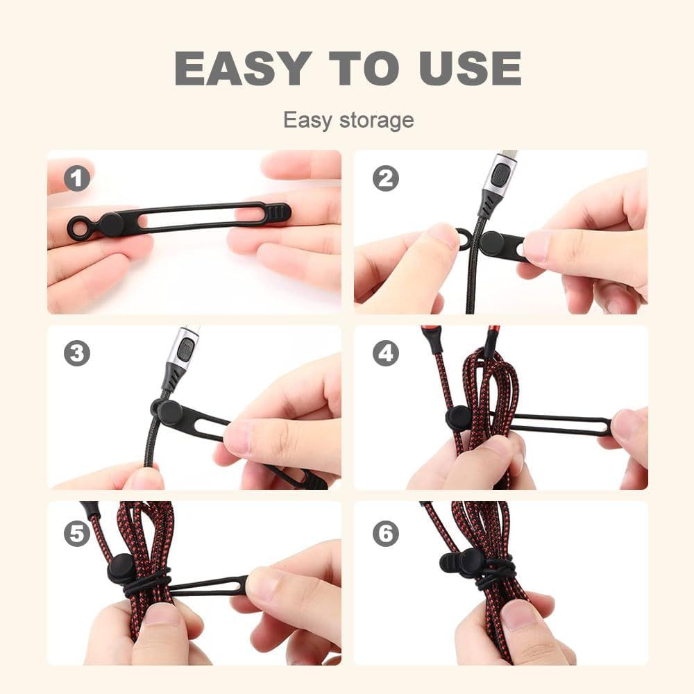 Data Cable Organizer, 2025 New Silicone Cable Ties Reusable Cable Management Organizer for Bundling and V1258-DP02-F-823