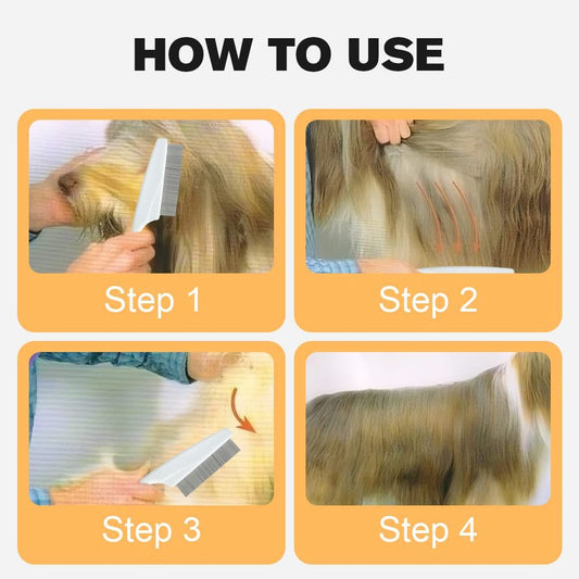 Pet Hair Comb, 2025 New Multifunctional Pet Grooming Brush Pet Hair Comb Tear Stain Removal, Fine-Tooth V1258-DP02-F-824