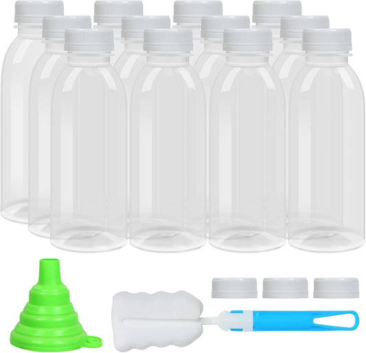 EONJOE Dishwasher Safe 16oz Plastic Bottles with Caps Reusable BPA Free PP5 Juice Milk Water Smoothie Bottle V1258-DP02-F-83