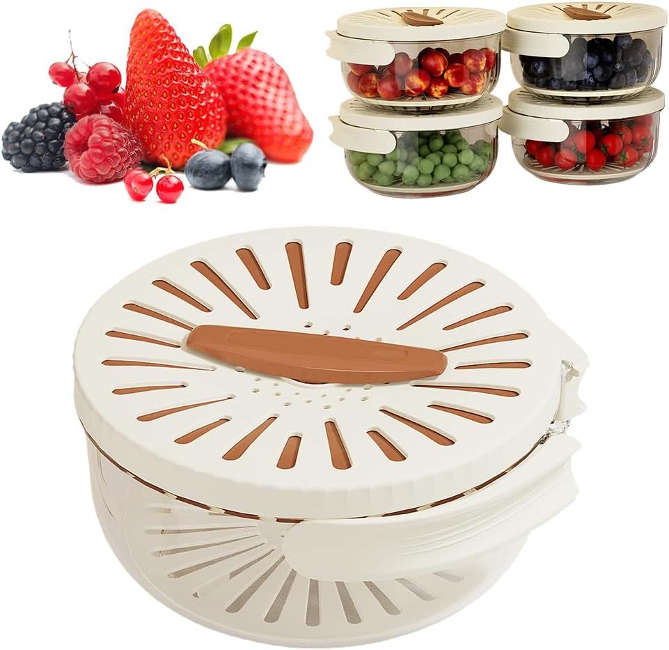 2-in-1 Draining and Preservation Basket, 2026 Upgraded Multifunctional Fruit and Vegetable Washing Bowl with V1258-DP02-F-830