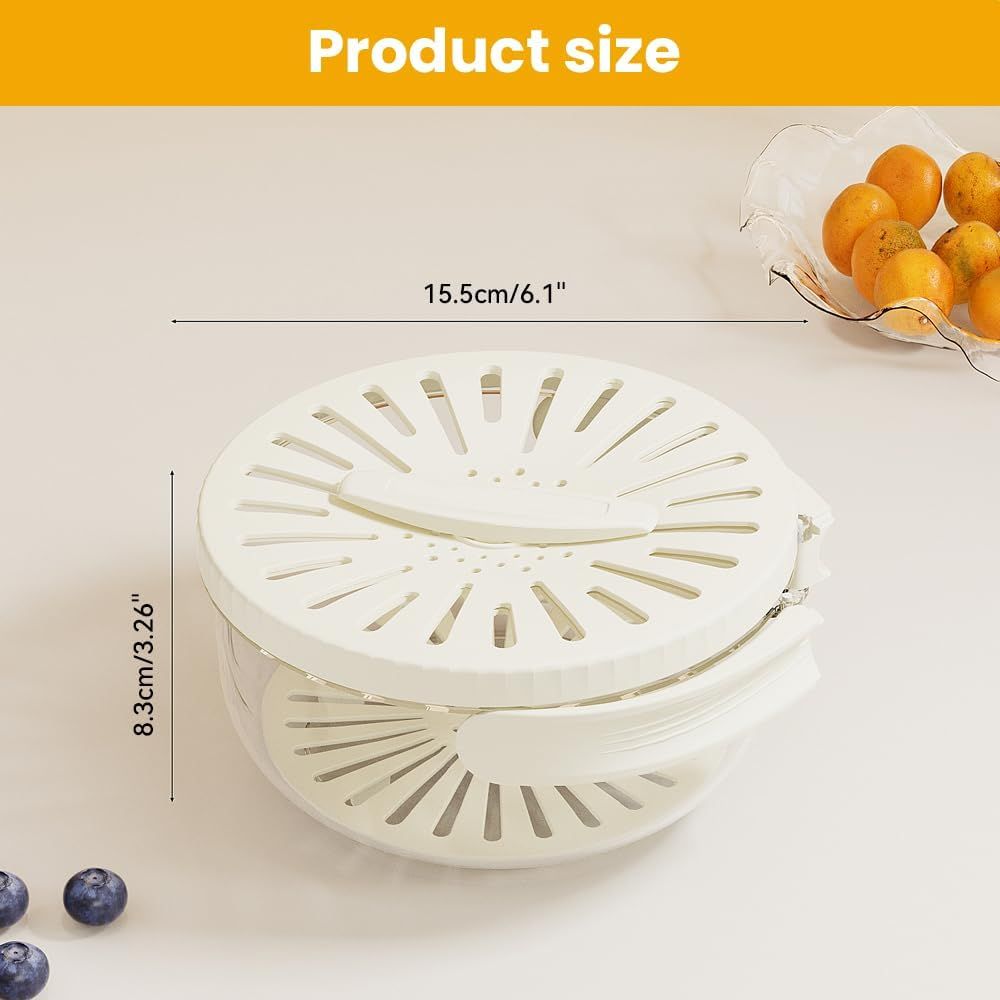 2-in-1 Draining and Preservation Basket, 2026 Upgraded Multifunctional Fruit and Vegetable Washing Bowl with V1258-DP02-F-830