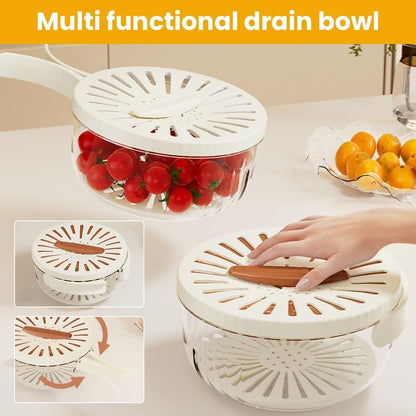 2-in-1 Draining and Preservation Basket, 2026 Upgraded Multifunctional Fruit and Vegetable Washing Bowl with V1258-DP02-F-830
