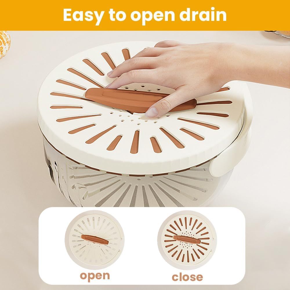 2-in-1 Draining and Preservation Basket, 2026 Upgraded Multifunctional Fruit and Vegetable Washing Bowl with V1258-DP02-F-830