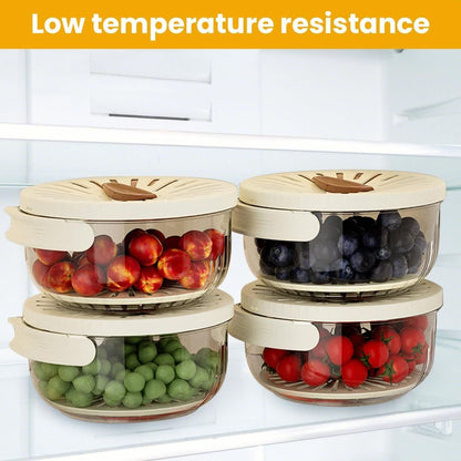 2-in-1 Draining and Preservation Basket, 2026 Upgraded Multifunctional Fruit and Vegetable Washing Bowl with V1258-DP02-F-830