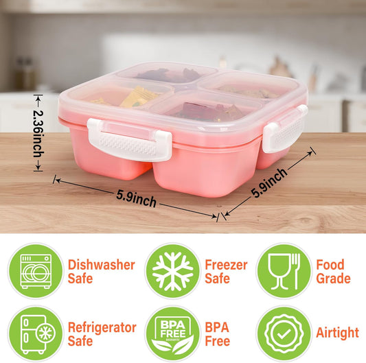 EONJOE 4-pack Small Snackle Box Container Dishwasher Safe Bpa Free 4 Compartments Snack Containers for Travel V1258-DP02-F-84