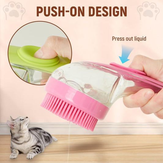 Pet Bath Brush with Shampoo Dispenser, 2025 New Dog Bath Brush Soft Silicone Bristle for Bathing Pets V1258-DP02-F-842