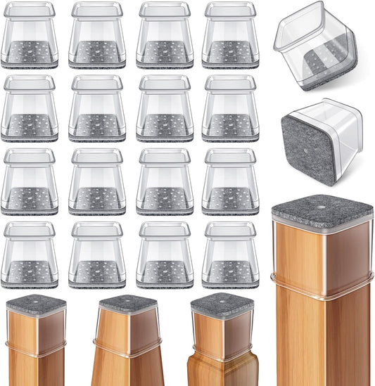 Ansible 24 Pcs Chair Leg Floor Protectors Square, Silicone Felt Furniture Leg Pads Caps Covers for Hardwood V1258-DP02-F-85