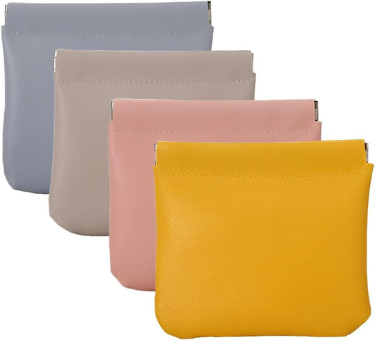 4 Pcs Leather Pouch for Purse, Snap Closure Self-Sealing Cosmetic Bag, Mini Waterproof Organizer for Makeup, V1258-DP02-F-851