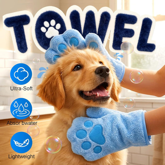 Paw Bathing Towel for Cats Puppy, Machine-Washable Reusable Pet Grooming Towel - Soft, Absorbent Quick-Dry V1258-DP02-F-858