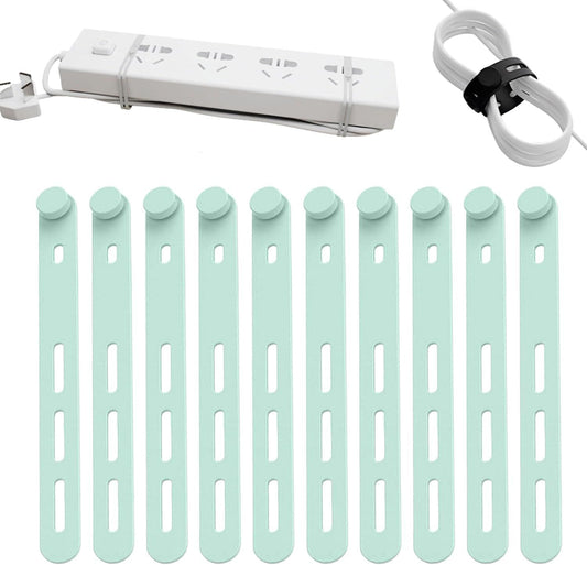 10 Pack Reusable Silicone Cable Ties - Adjustable Cord Organizer for Earphone, Phone Charger, Computer Cords V1258-DP02-F-859