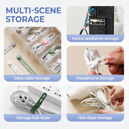 10 Pack Reusable Silicone Cable Ties - Adjustable Cord Organizer for Earphone, Phone Charger, Computer Cords V1258-DP02-F-859