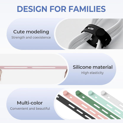 10 Pack Reusable Silicone Cable Ties - Adjustable Cord Organizer for Earphone, Phone Charger, Computer Cords V1258-DP02-F-859