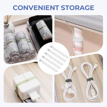 10 Pack Reusable Silicone Cable Ties - Adjustable Cord Organizer for Earphone, Phone Charger, Computer Cords V1258-DP02-F-859