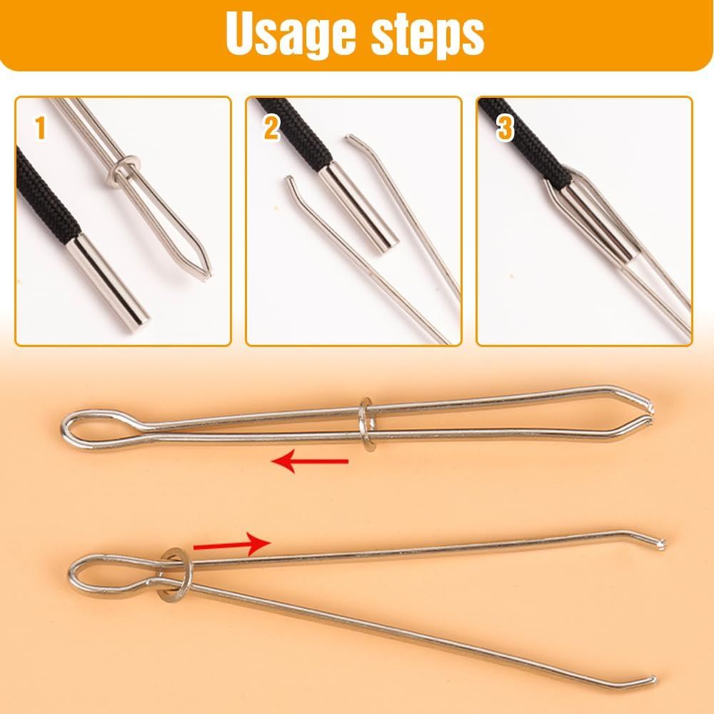 DIY Rope Threader Clip, Metal Easy Pull Drawstring Threader Tool with Tweezer Sewing Tool for Drawstring V1258-DP02-F-866