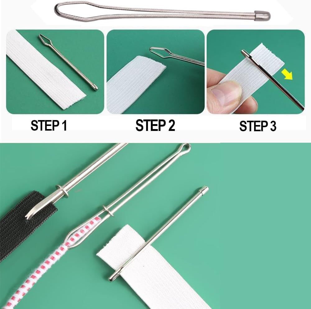 DIY Rope Threader Clip, Metal Easy Pull Drawstring Threader Tool with Tweezer Sewing Tool for Drawstring V1258-DP02-F-866