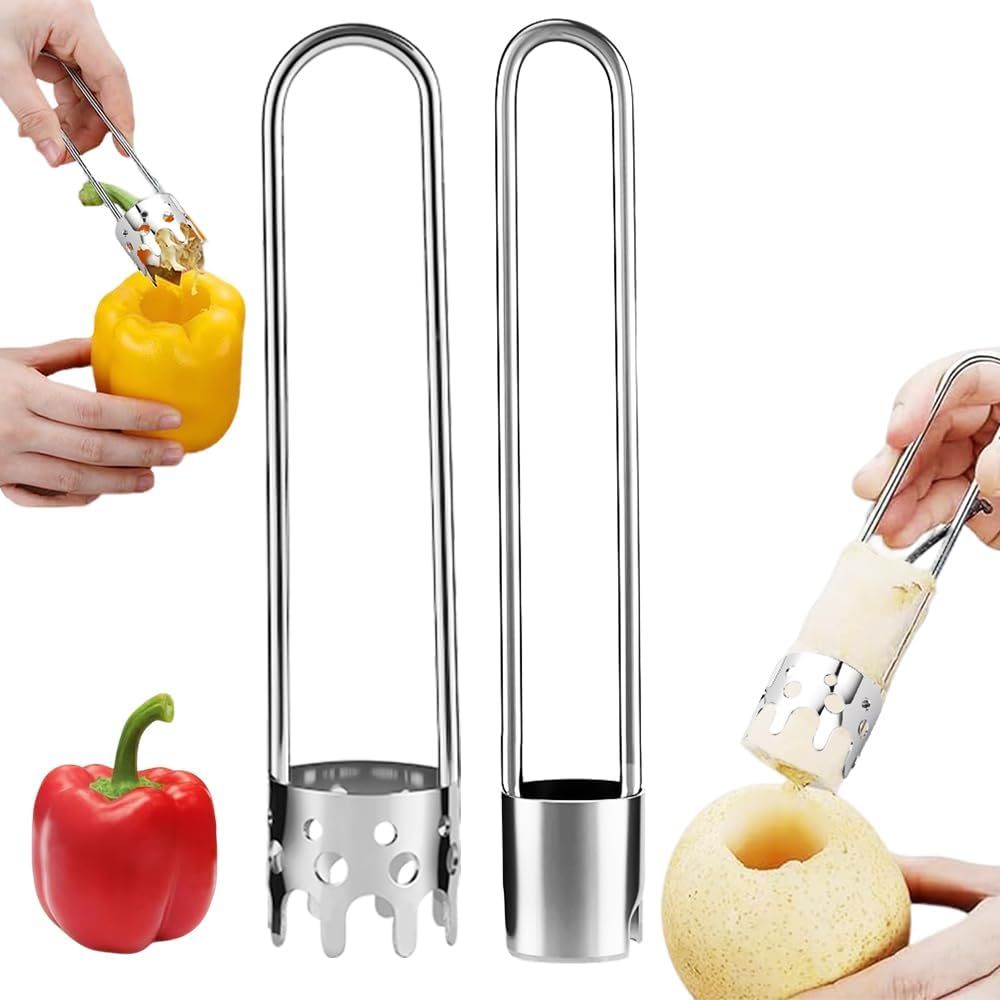 Apple Corer Tool, 2PCS Stainless Steel Fruit & Vegetable Corers for Red Bell Peppers, Apples, Pears - Easy V1258-DP02-F-867