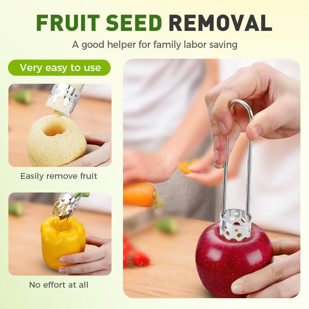Apple Corer Tool, 2PCS Stainless Steel Fruit & Vegetable Corers for Red Bell Peppers, Apples, Pears - Easy V1258-DP02-F-867