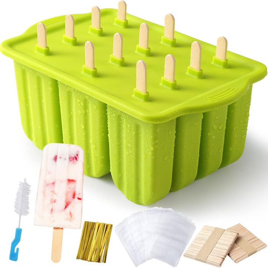 Popsicle Molds Silicone BPA-free,12 Pieces Popsicle Trays for Freezer,Homemade Ice Cream Popsicle Molds,Large V1258-DP02-F-878