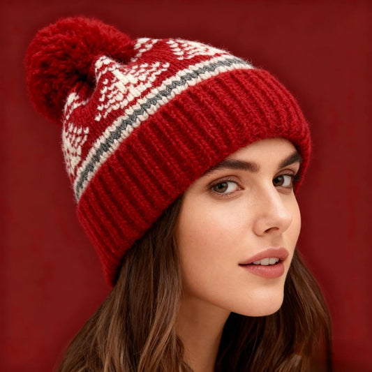 Women's Thick Classic Knit Bobble Hat for Winter Warm, Thermal Beanie with Pom Pom for Girls V1258-DP02-F-888