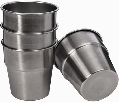 Camping Cups - Stainless Steel, 4 Pack, Unbreakable Metal Cups for Drinking, Stackable for Easy Storage - V1258-DP02-F-90