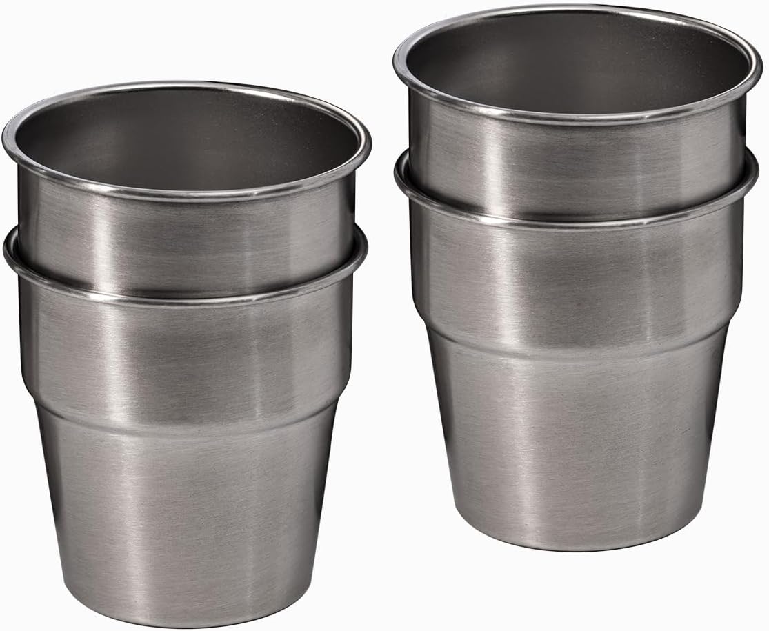 Camping Cups - Stainless Steel, 4 Pack, Unbreakable Metal Cups for Drinking, Stackable for Easy Storage - V1258-DP02-F-90