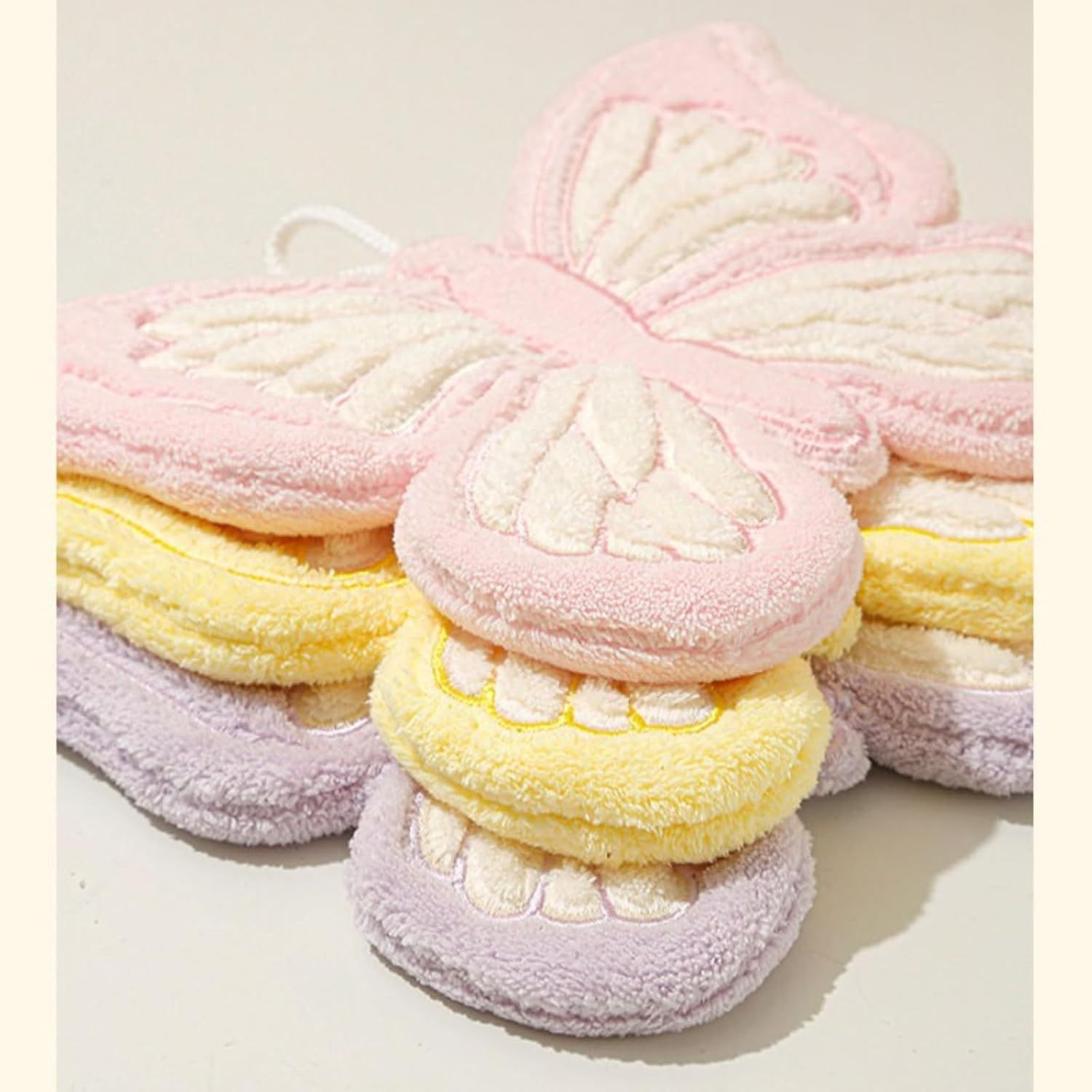 Butterfly Shaped Hanging Hand Towel 3 Pcs Set, Extra Thick Coral Fleece Ultra Absorbent Kitchen Bathroom V1258-DP02-F-902