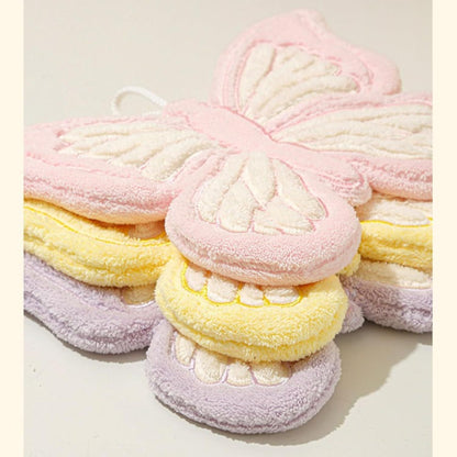 Butterfly Shaped Hanging Hand Towel 3 Pcs Set, Extra Thick Coral Fleece Ultra Absorbent Kitchen Bathroom V1258-DP02-F-902