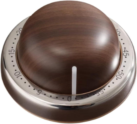 Modern Mechanical Kitchen Timer with Wood Grain Design, Stainless Steel Base, Easy-to-Use Cooking Timer for V1258-DP02-F-904