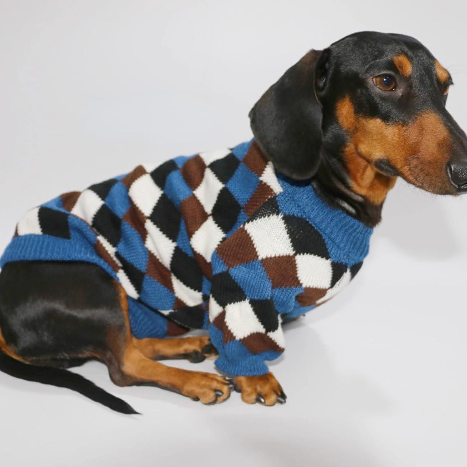 Small Medium Size Dog Cat Winter Sweater, Warm Thick Argyle Pattern Knitted Pullover Clothing for Pet (Small) V1258-DP02-F-906